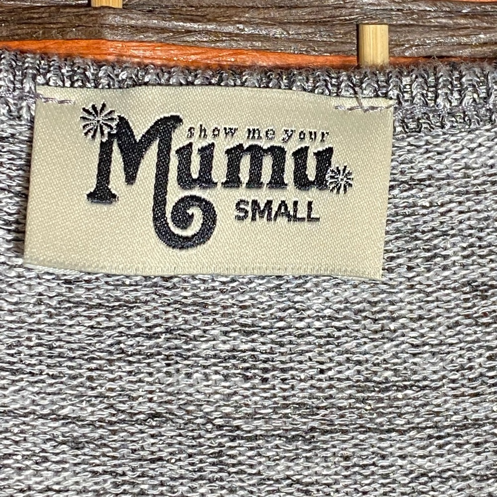 Show Me Your Mumu Gray Sparkle Tie-Front Sweater | Women’s Small - Picture 3 of 7
